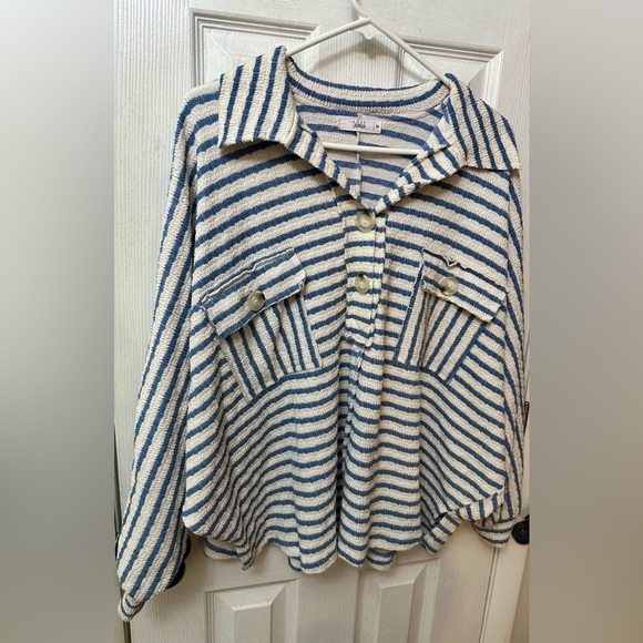 TALULAH Blue and White Striped Set, Medium - Picture 2 of 6